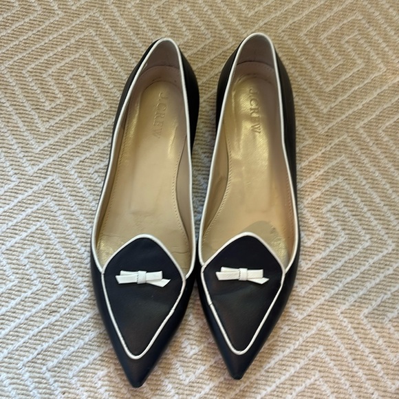 J. Crew Shoes - Black and white loafer with bow. Size 7